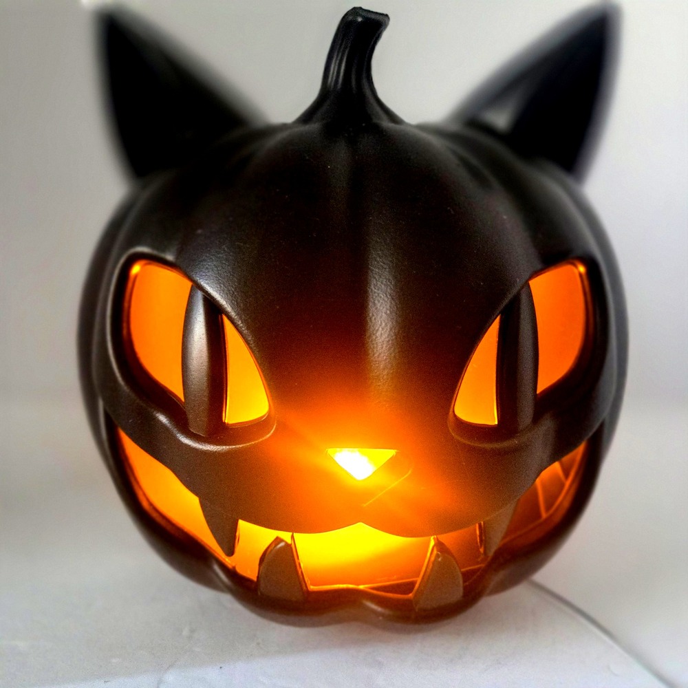 Unbranded Black Cat Pumpkin Halloween Decor 8in Black New LED Jack O Lantern